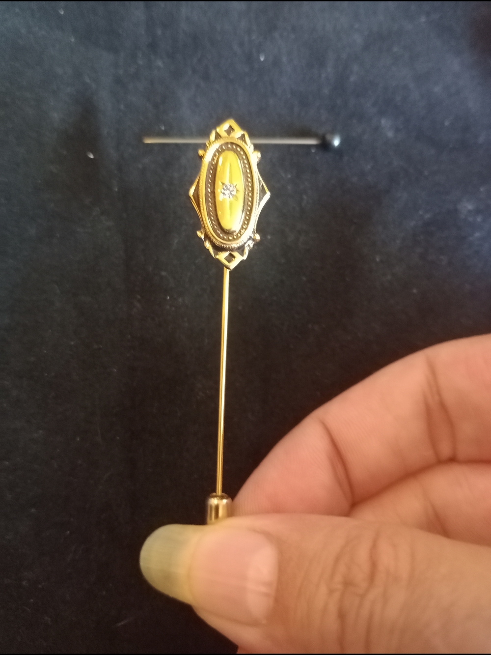 Gold-Tone Stick Tie Pin with Engraved Accent